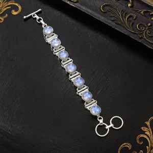 Bracelet à bascule en pierre de lune arc-en-ciel, fait à la main, en argent sterling, pierre précieuse de sept points cinq pouces, fournisseur en gros de bijoux - Product Image 2