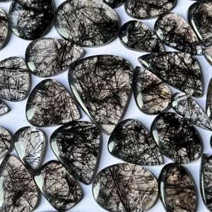 พลอยควอตซ์พลอยเทียมสีดำธรรมชาติ100% อัญมณีอัญมณีทรงหลวมสำหรับการรักษา - Product Image 4