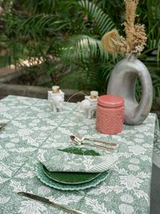 Nappe imprimée de bloc de main indien, nappes imprimées de bloc bleu, nappe de toile bleue de rectangle de longueur de plancher, couverture bleue - Product Image 3