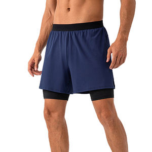 Pantalones Cortos Deportivos 2 en 1 con Logotipo Personalizado para Hombre, Pantalones Cortos Deportivos con Bolsillo Interior para Teléfono, Color Sólido, Ropa Masculina - Product Image 4