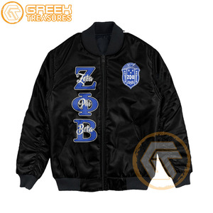เสื้อแจ็กเก็ตทีมโรงเรียน Zeta phi Beta เสื้อแจ็กเก็ตสโมสรผ้าซาตินปักตราและมีตัวอักษรละเอียดกว่ากำหนดเอง - Product Image 2