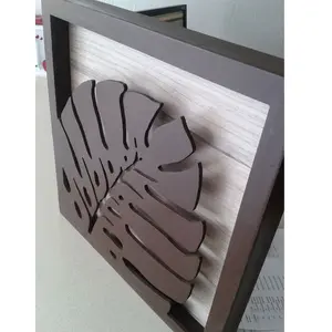 Arte della parete di piume di legno 3D con cornice di legno di alta qualità arti della parete per anniversario piuma MDF taglio Laser Art per appendere la decorazione