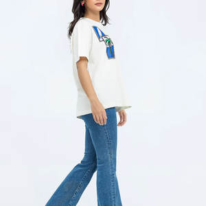 Camisetas de Verano para Mujer, Estilo Urbano, Casuales, 100% Algodón, Lisas, Manga Corta, Diseño 3D a Cuadros, Camisetas Blancas para Mujer - Product Image 4