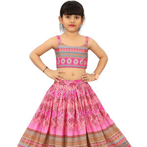 Ensemble Lehenga Choli Shoryam Fashion pour filles, rose, ethnique, entièrement cousu, longueur au sol, pour mariage, fête, vêtements traditionnels indiens pour enfants - Product Image 1