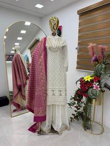 Diwali Embroidered Designer Readymade Salwar Kameez Georgette Silk Indian Ethnic 3-Piece Set Slim Fit Midi Winter Weddings Party - Product Image 5