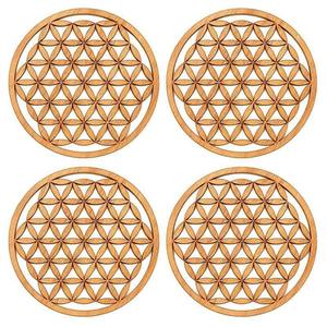 Sous-verres en bois d'acacia et de MDF, naturellement polis et stylés, en noyer, faizacraft - Product Image 2