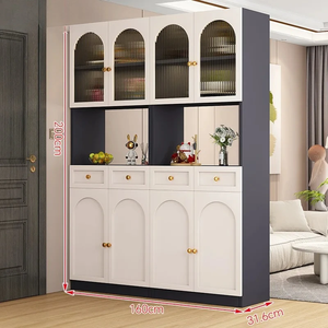 Meuble d'entrée en bois massif, armoire à chaussures intégrée, cloison murale moderne minimaliste, séparateur de salon - Product Image 6