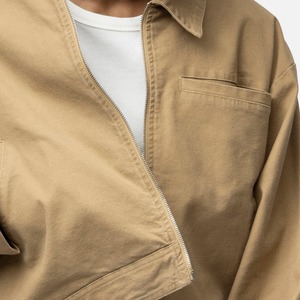 Men's <b>Jackets</b> <b>Khaki</b> Welt Chest Pocket Washed Denim <b>Jacket</b> <b>Crop</b> Canvas Zipper up Closure <b>Jacket</b> Trendy Streetstyle - Product Image 5