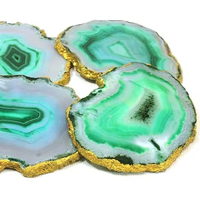 Sous-verres en agate verte naturelle de qualité supérieure - Ensemble de pierres semi-précieuses sculptées élégantes pour la maison, le café, le thé et les accessoires de bar