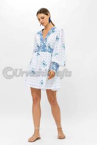 Made From Embellished and Embroidered Cotton Voile Plunging Split V-neck with Hook and <b>Eye</b> Closure Contrasting Tailored Cuffs - Product Image 2