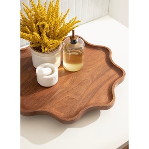 Organizador Giratorio de Madera de Acacia para Armario, Bandeja Redonda para Servir Vino - Product Image 4