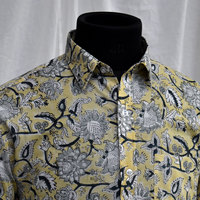 Chemises pour hommes élégantes à rayures en tissu popeline 100% coton, imprimées à la main en Inde, à triple boutonnage, respirantes et écologiques