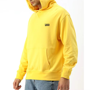 Jersey mezclado de manga larga de algodón de alta calidad con capucha, bolsillo de canguro, ropa informal, puños de Color sólido, básicos, cómodo invierno - Product Image 3