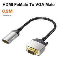 Nylon Gevlochten Mannelijke naar VGA Mannelijke/Vrouwelijke Adapterkabel 0.2M/1.5M Stabiele Anti-interferentie Signaaldraad voor Desktop Computer