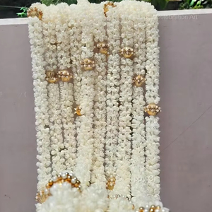 4 pieds de longueur de guirlandes artificielles Mogra Creeper Fluffy avec capuchon doré et perles guirlande de fond de jasmin - Product Image 1