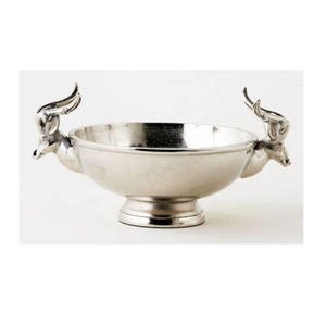 Bols en aluminium uniques avec aspect laiton antique et décor de lapin Accent de bol de fleurs de fruits pour décor d'étagère de table de cuisine - Product Image 6