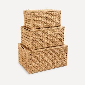 Cajas organizadoras de lujo plegables para guardar artículos esenciales, de alta calidad, tejidas con jacinto de agua. - Product Image 1