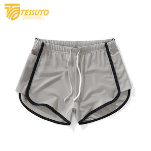 Pantalones cortos atléticos para correr de alta calidad para hombres y mujeres, pantalones cortos transpirables de secado rápido, bolsillos con cremallera a rayas, teñidos lisos - Product Image 3