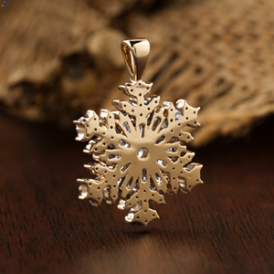 0.73 TDW เหลี่ยมและจี้เพชรเกล็ดหิมะกลมยอดเยี่ยม | 18K กุหลาบทอง | เพชรที่ผ่านการรับรอง/ไม่ผ่านการรับรอง | Cvd Diamond - Product Image 3