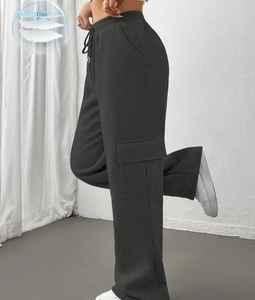 OEM nouveau pantalon de travail multi-poches pour femmes taille haute pantalon ample et décontracté à la cheville pantalon cargo femmes - Product Image 4