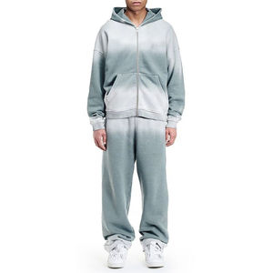 Sweat à capuche surdimensionné respirant en coton délavé à l'acide avec fermeture éclair Slim personnalisé Costumes de survêtement pour hommes Ensemble de jogging Survêtement - Product Image 4