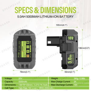 <span class=keywords><strong>2</strong></span> Packs 18V 5.0Ah Lithium-Ion Oplaadbare Batterij Vervangende Batterij voor RYO 18V Originele Elektrisch Gereedschap - Product Image 5