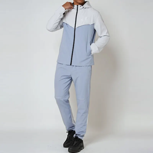 OEM Custom Logo Jogger Sets Oversized <b>Patchwork</b> Zip up Nylon Windbreaker <b>Jacket</b> and Pants Nylon Tracksuit for Men - Product Image 2