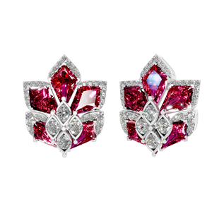 Elegant Trendy 925 <b>Sterling</b> <b>Silver</b> Rhodium Plated Kite Shaped <b>Stud</b> <b>Earrings</b> with Synthetic Ruby Moissanite for Wedding OEM ODM - Product Image 1