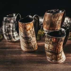 Authentique Médiévale Haute Qualité Miroir Poli Viking Corne Tasse À La Main Personnel Bière Chope Meilleure Qualité En Gros - Product Image 1