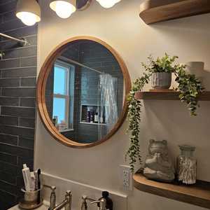 สไตล์บ้านไร่อินทรีย์กลางศตวรรษทำด้วยมือเป็นมิตรกับสิ่งแวดล้อมกรอบไม้น้ำหนักเบากระจกรูปไข่อาร์ตเดคโคออกแบบไม้โอ๊คสีขาว - Product Image 1