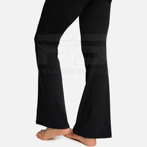 Ladies Flared Yoga <b>Leggings</b> Elastic Waist Nylon Spandex Stretch Fabric High Rise Full Length Lightweight Breathable <b>Pockets</b> - Product Image 6