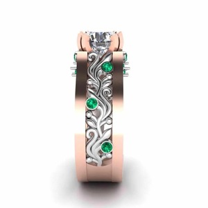 Anillo de Compromiso de Filigrana de Plata de Ley 925 Chapado en Oro Rosa con Diamante Redondo Personalizado para Mujer al Mejor Precio - Product Image 5
