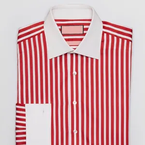 빨간색과 흰색 프랑스 칼라 남성 정장 사무실 및 작업복 드레스 셔츠 좋은 가격으로 제공