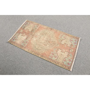 Alfombra Turca Vintage Pequeña de 1.6x2.9 pies (48x88 cm), Alfombra Marrón Sólida - Product Image 2