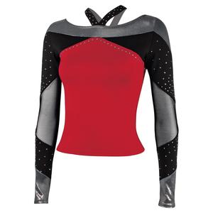 Haut de cheerleading personnalisé en polyester et élasthanne, col halterneck orné de strass, extensible, uniforme de cheerleading scintillant, vente en gros OEM - Product Image 3