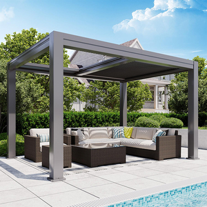 Bioclimatic không thấm nước cơ giới mở pergola louver mái giá thấp khung kim loại tối màu xám đen màu trắng nhà để xe tán - Product Image 3