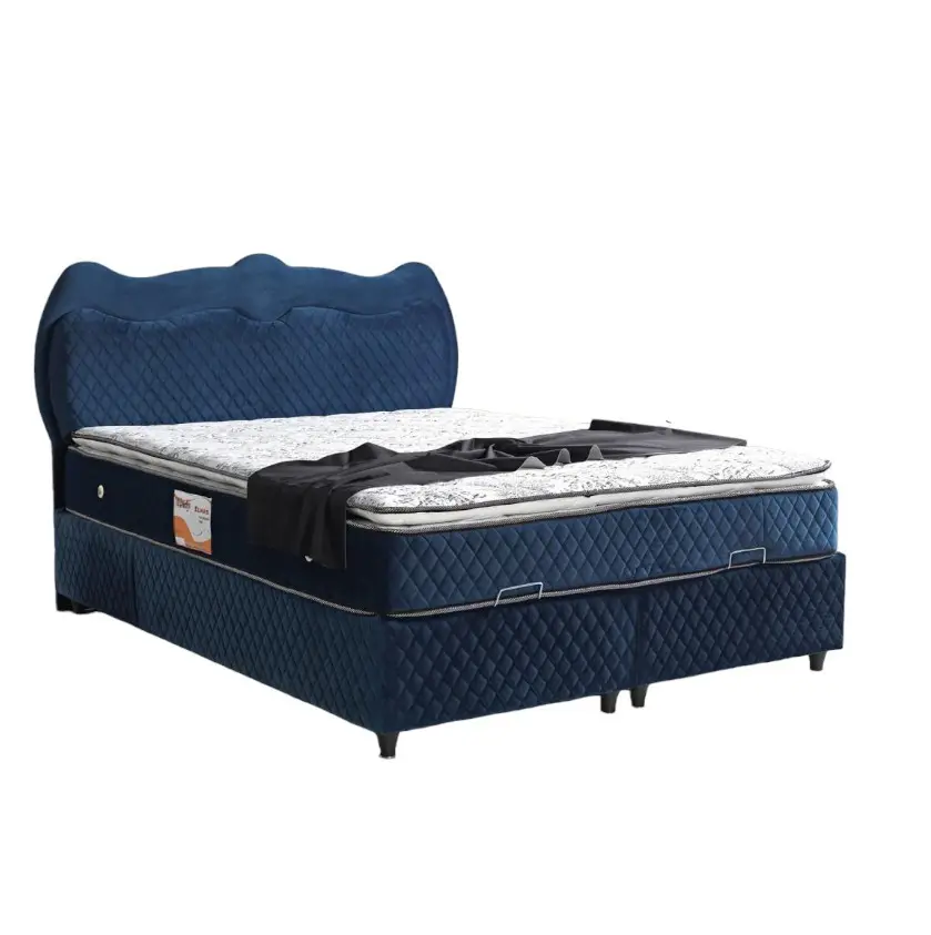 Lits design Meubles de chambre à coucher rembourrés bleus de luxe Meubles de chambre à coucher sommier moderne de luxe