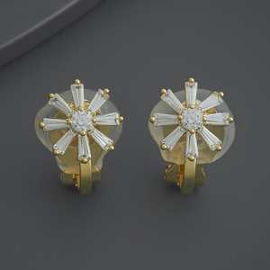 Trendy Trendy <b>Earring</b> 186347 Gold Religious <b>Stud</b> Geometric Flower Patterns Featuring Zircon Pearl Diamond Made Copper Zinc Alloy - Product Image 1