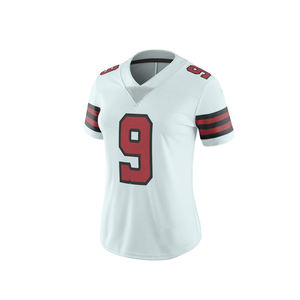 Camiseta de fútbol americano transpirable de poliéster 100% de secado rápido de buena calidad, camiseta de fútbol americana lisa con cuello en V - Product Image 6