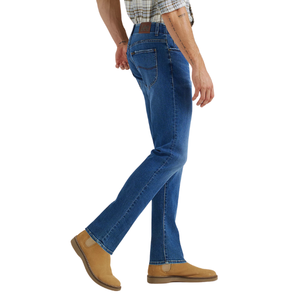 Pantalones vaqueros de cristal con bordado alto de movimiento extremo para hombre, informales, rectos, cónicos, cómodos, estilo flexible, ligeros, medianos, Vaqueros oscuros - Product Image 3