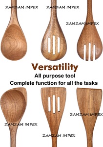 Juego de utensilios de cocina antiadherentes de madera de acacia, cuchara de esquina, espátula, tenedor, tornero, esencial para apartamento - Product Image 4