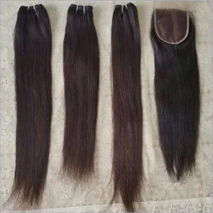 Vente en gros d'extensions de cheveux Remy indiens vierges non transformés 100% machine de couleur naturelle trame cheveux raides tissage double extrémités dessinées - Product Image 2