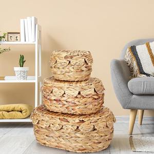 Water hyacinth lidded container organizer handmade folding gift box <b>storage</b> <b>boxes</b> with many designs - Product Image 5