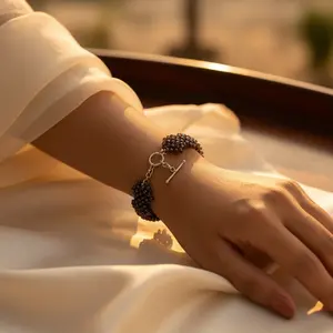 "Garnet <b>Beaded</b> <b>Bracelet</b> <b>for</b> Women Elegant Gold-Plated Statement Piece" - Product Image 2