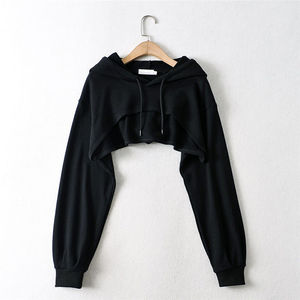 Wholesale Women Girls Casual Hooded Sweatshirts Long Sleeve Winter Autumn Fashion Oversized Sublimation <b>Crop</b> <b>Top</b> Hoodies - Product Image 4