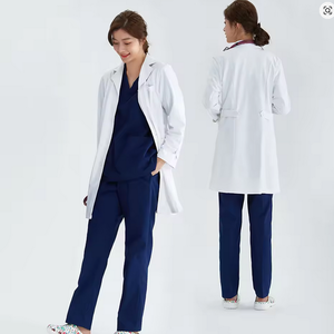 Bata básica blanca personalizable de longitud regular para hombres y mujeres como uniformes de hospital - Product Image 4