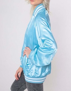 Chaqueta Bomber y Varsity Brillante de Satén para Hombre, Unisex, con Ribete a Rayas, Estilo Urbano Y2K, Chaquetas Bomber Brillantes Acolchadas - Product Image 5