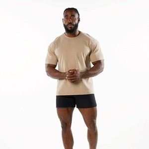 เสื้อยืดโชว์ไหล่สำหรับผู้ชายเสื้อยืดคอกลมแขนสั้นผ้าคอตตอน6% สแปนเด็กซ์สำหรับ94% - Product Image 6