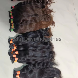 Prolongements naturels de cheveux en vrac de couleur de prolongements crus non-traités de cheveux de Vierge de temple indien du sud - Product Image 2