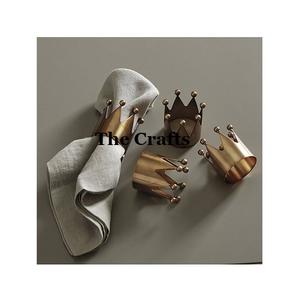 Ensemble de ronds à serviette en aluminium couleur or avec quatre feuilles porte-serviettes pour la maison, l'hôtel et le mariage. - Product Image 4